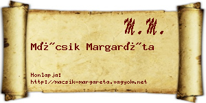 Mácsik Margaréta névjegykártya